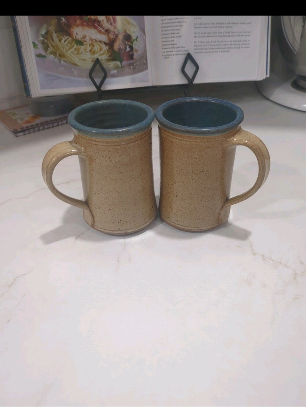 Vintage B Lynch 1986 Pottery Mugs Coffee Cups Beach Look Ocean Boho Coastal Set